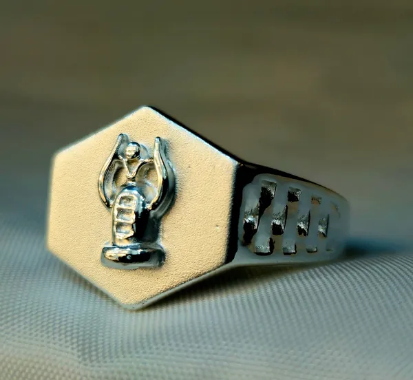 Silver_Stylized_Winged_Figure_Hexagonal_Signet_Ring
