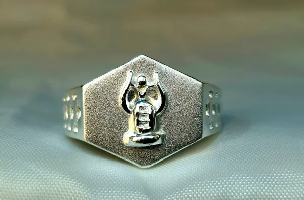 Silver_Stylized_Winged_Figure_Hexagonal_Signet_Ring