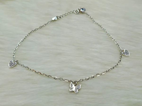 Sparkling_Butterfly_And_Heart_Charm_Anklet