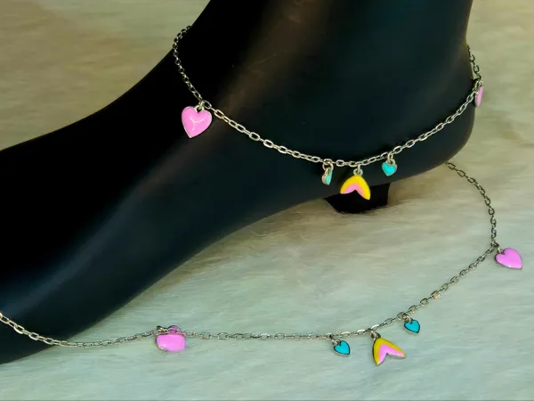 Silver-Toned_Mermaid_Tail_And_Colorful_Heart_Charm_Anklet