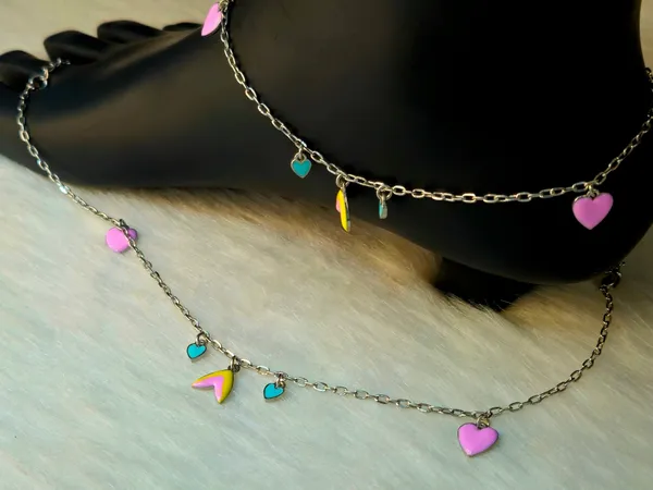 Silver-Toned_Mermaid_Tail_And_Colorful_Heart_Charm_Anklet