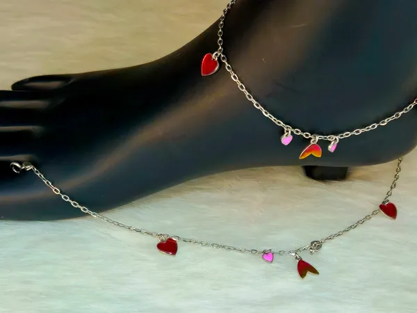 Silver-Toned_Mermaid_Tail_And_Heart_Charm_Anklet