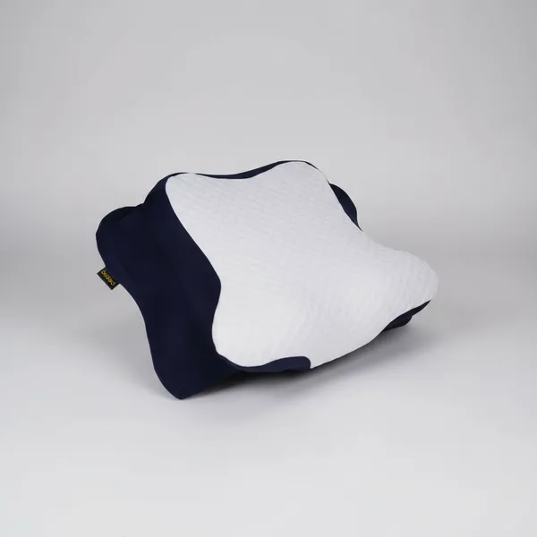 Blue_And_White_Memory_Foam_Cervical_Pillow_Multi-Positional_Sleepers_And_Neck_Contouring