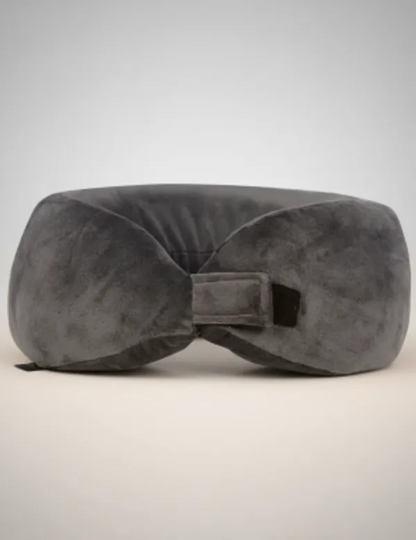 Grey_Memory_Foam_Travel_Pillow_Enhanced_Chin_And_Neck_Support_For_Upright_Sleep