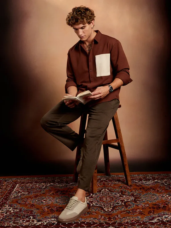Brown_Block_Patch_Oversized_Shirt_For_Men