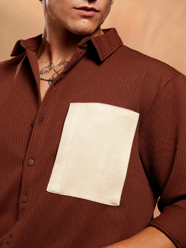 Brown_Block_Patch_Oversized_Shirt_For_Men