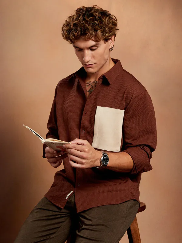 Brown_Block_Patch_Oversized_Shirt_For_Men