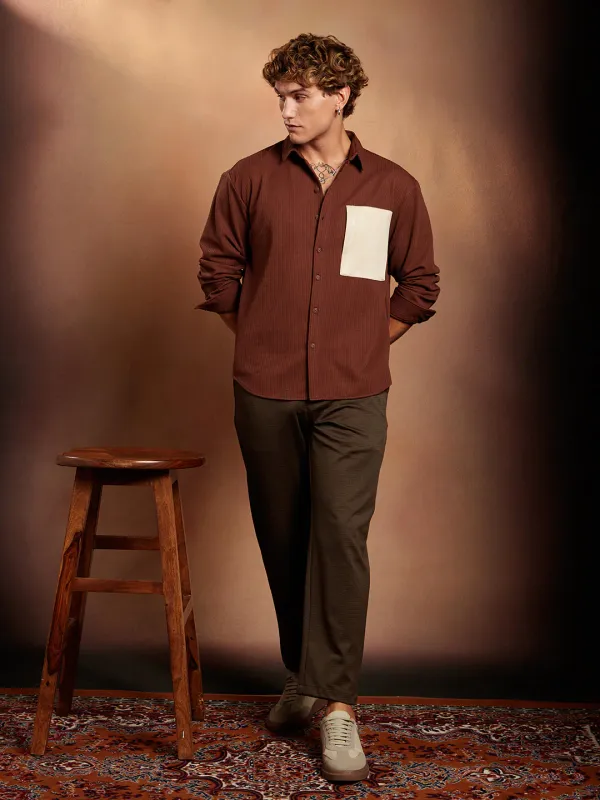 Brown_Block_Patch_Oversized_Shirt_For_Men