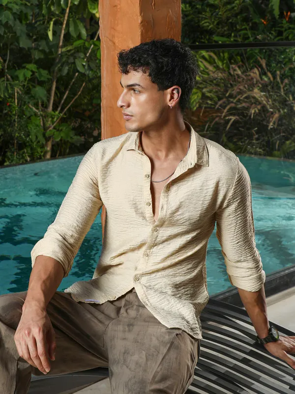 Yellow_Solid_Creased_Tactile_Shirt_For_Men