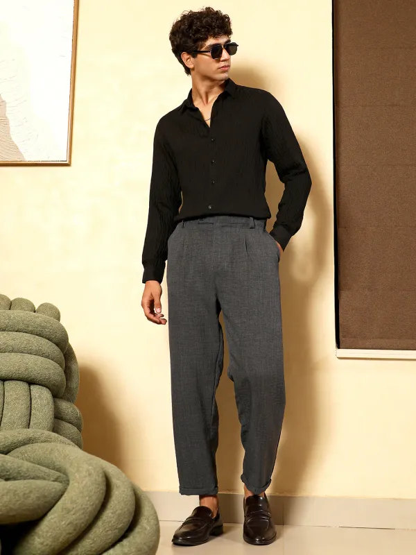 Black_Solid_Creased_Tactile_Shirt_For_Men
