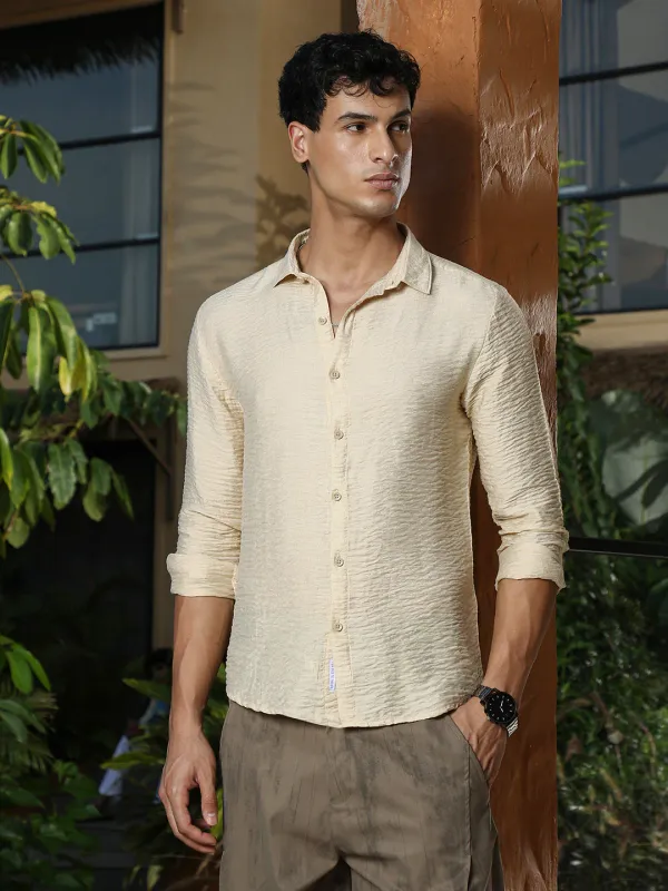 Yellow_Solid_Creased_Tactile_Shirt_For_Men