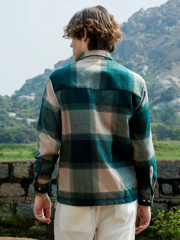 Green_Vignette_Checkered_Oversized_Shirt_For_Men