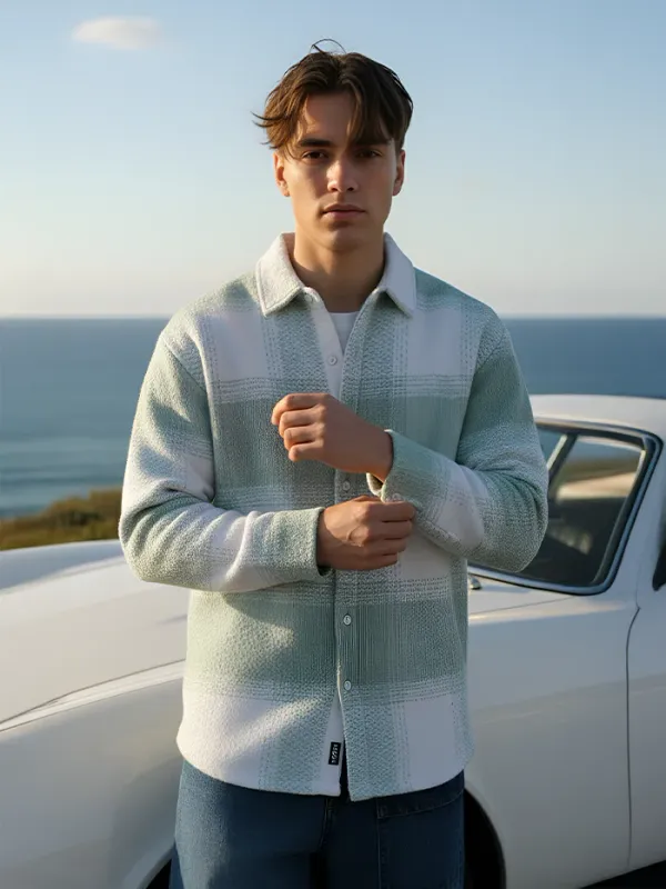 Light_Green_Vignette_Checkered_Oversized_Shirt_For_Men