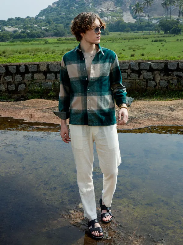 Green_Vignette_Checkered_Oversized_Shirt_For_Men