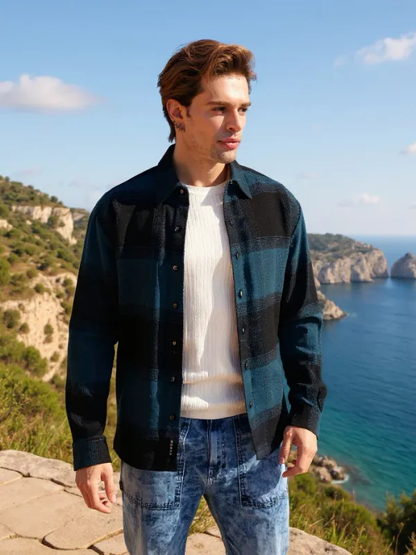 Dark_Blue_Vignette_Checkered_Oversized_Shirt_For_Men