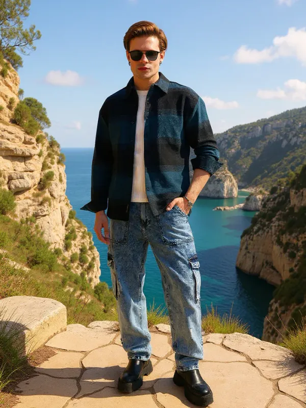 Dark_Blue_Vignette_Checkered_Oversized_Shirt_For_Men