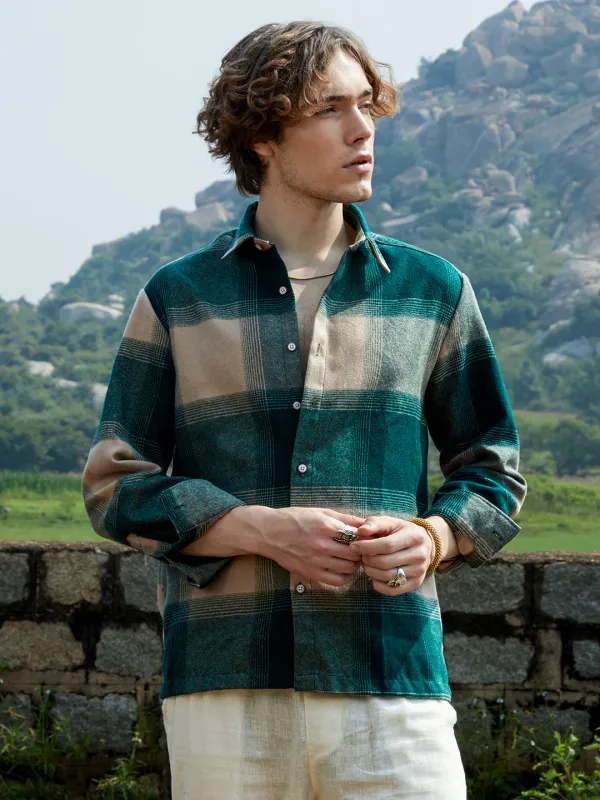 Green_Vignette_Checkered_Oversized_Shirt_For_Men