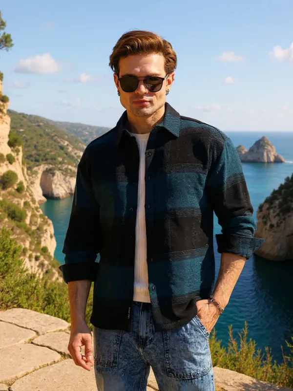 Dark_Blue_Vignette_Checkered_Oversized_Shirt_For_Men