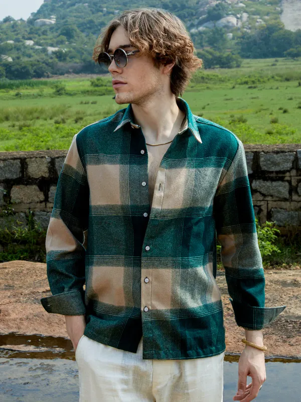 Green_Vignette_Checkered_Oversized_Shirt_For_Men