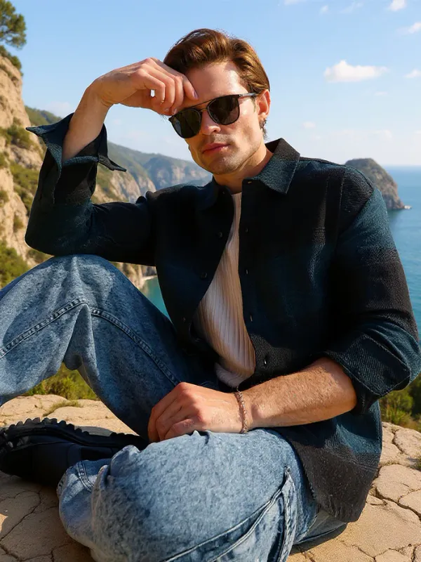 Dark_Blue_Vignette_Checkered_Oversized_Shirt_For_Men
