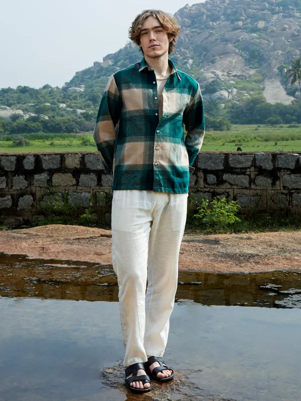 Green_Vignette_Checkered_Oversized_Shirt_For_Men