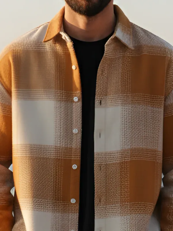 Coffee_&_White_Vignette_Checkered_Oversized_Shirt_For_Men