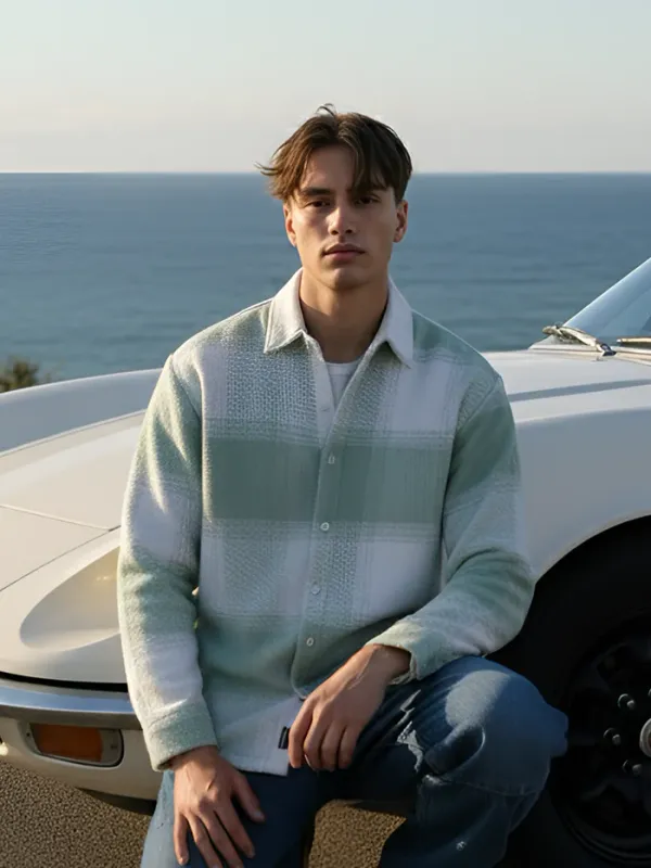 Light_Green_Vignette_Checkered_Oversized_Shirt_For_Men