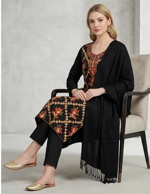 Black_Woolen_Unstitched_Dress_Material_For_Women