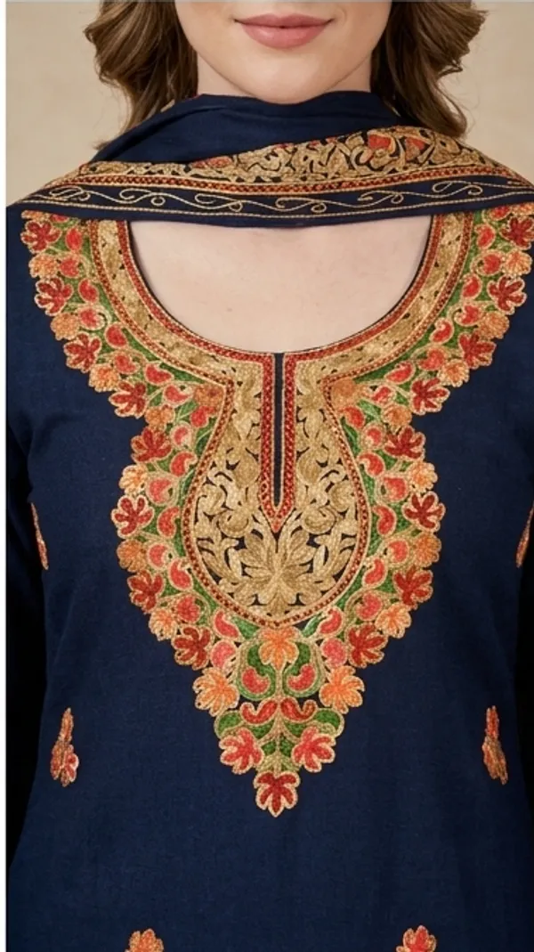 Navy_Blue_Woolen_Unstitched_Dress_Material_For_Women
