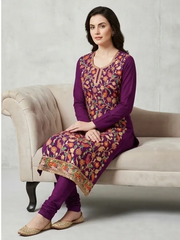 Wine_Woolen_Unstitched_Dress_Material_For_Women