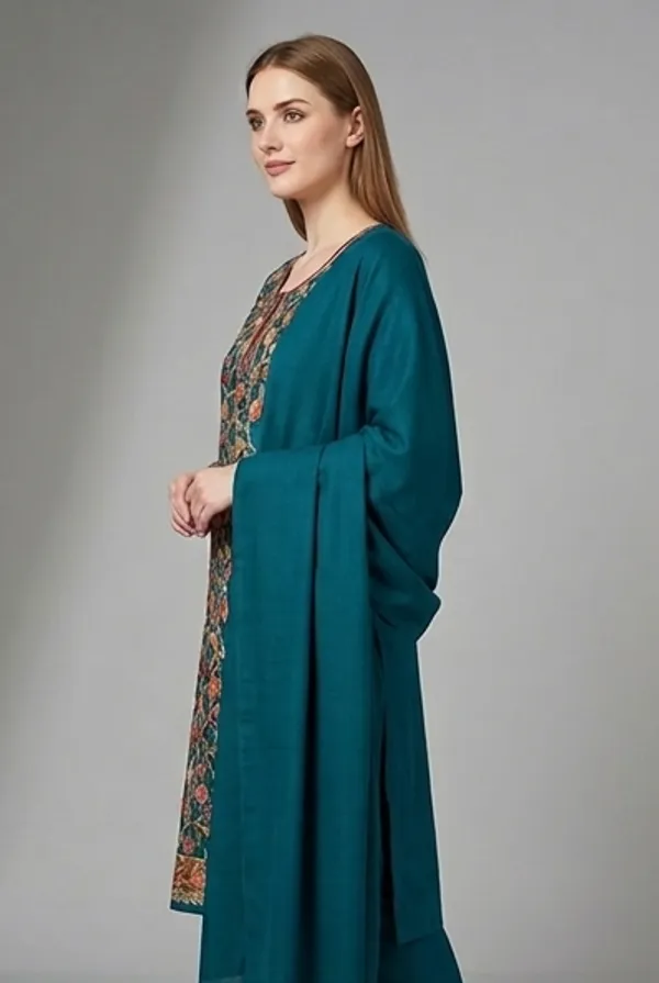 Sea_Green_Woolen_Unstitched_Dress_Material_For_Women