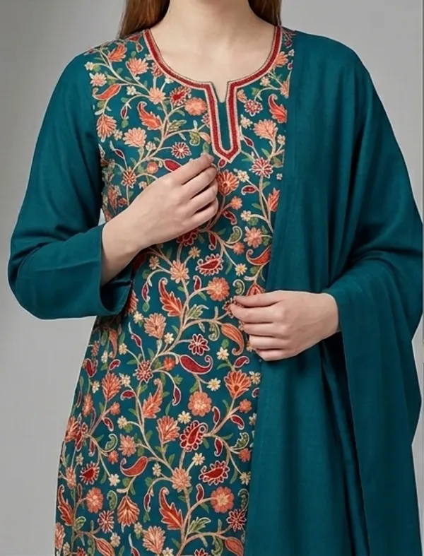 Sea_Green_Woolen_Unstitched_Dress_Material_For_Women