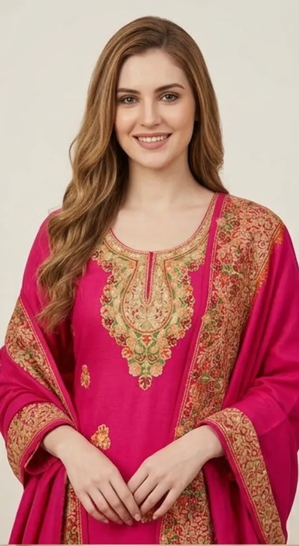 Pink_Woolen_Unstitched_Dress_Material_For_Women