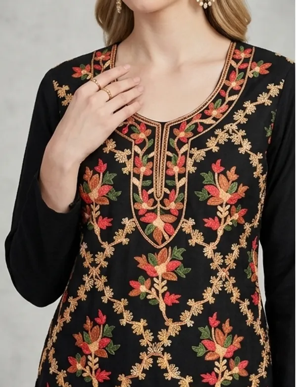 Black_Woolen_Unstitched_Dress_Material_For_Women