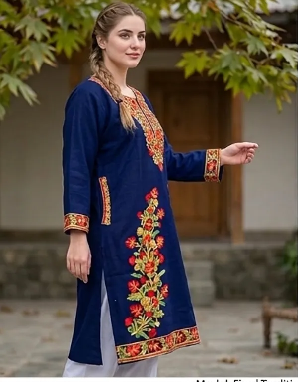 Navy_Blue_Woolen_Phiran_For_Women