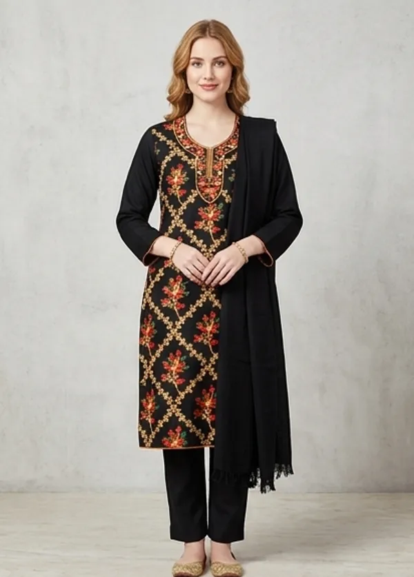 Black_Woolen_Unstitched_Dress_Material_For_Women