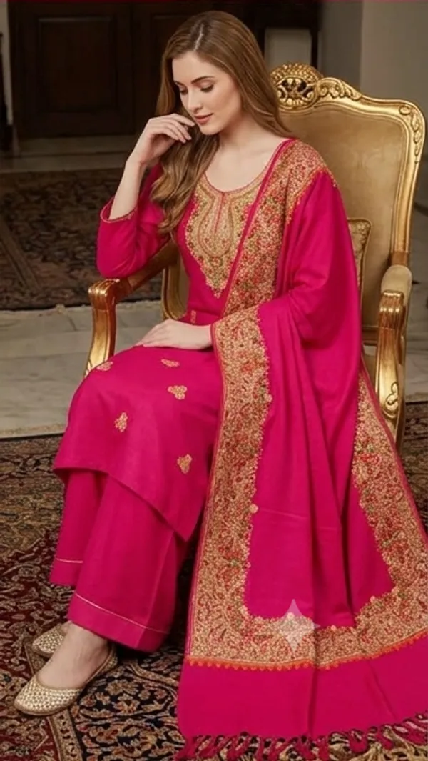 Pink_Woolen_Unstitched_Dress_Material_For_Women