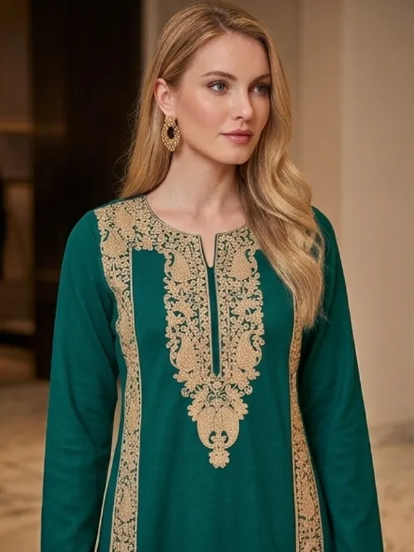 Sea_Green_Woolen_Unstitched_Dress_Material_For_Women