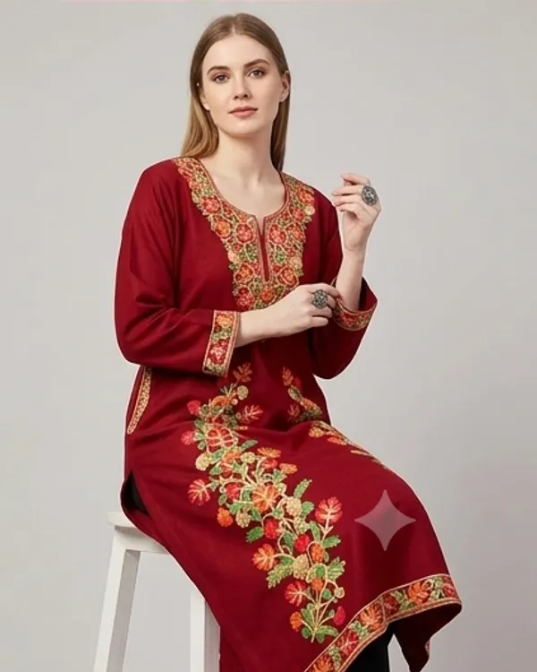 Maroon_Woolen_Phiran_For_Women
