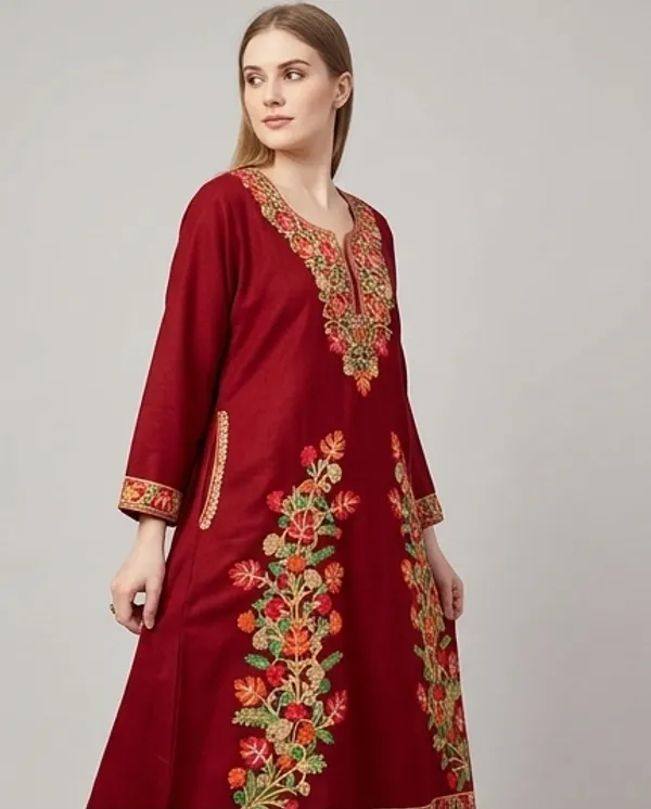 Maroon_Woolen_Phiran_For_Women