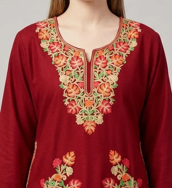 Maroon_Woolen_Phiran_For_Women