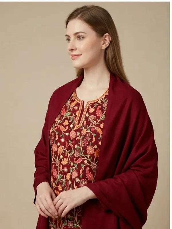 Maroon_Woolen_Unstitched_Dress_Material_For_Women