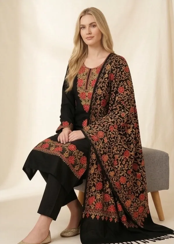 Black_Woolen_Unstitched_Dress_Material_For_Women