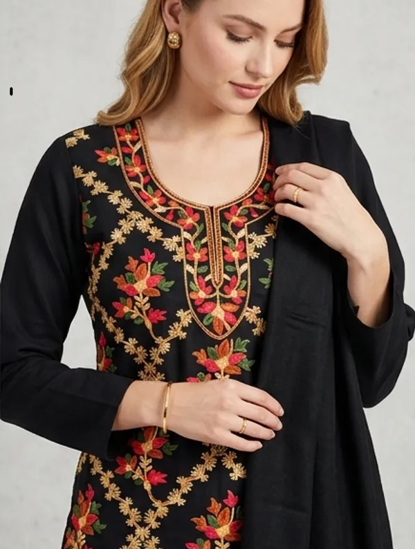 Black_Woolen_Unstitched_Dress_Material_For_Women