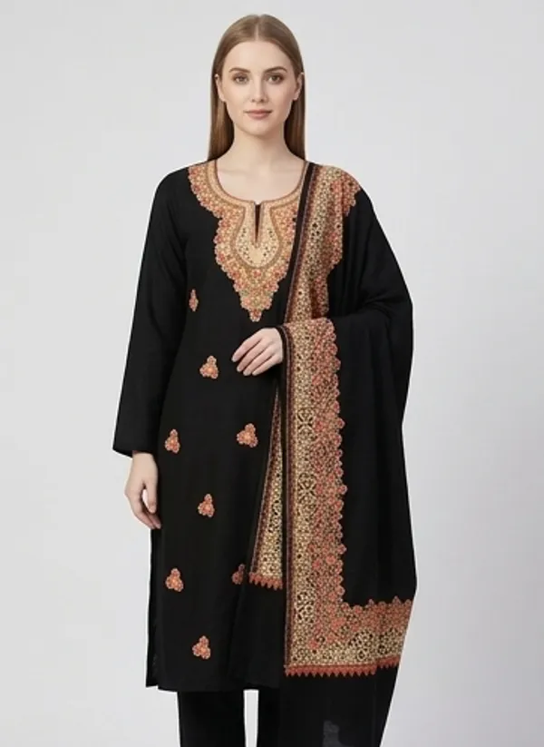 Black_Woolen_Unstitched_Dress_Material_For_Women
