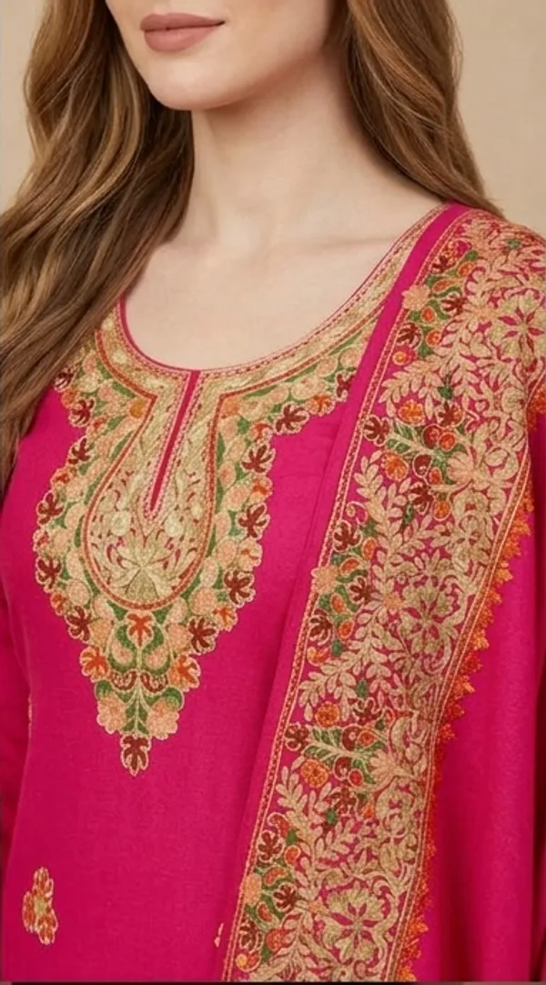 Pink_Woolen_Unstitched_Dress_Material_For_Women
