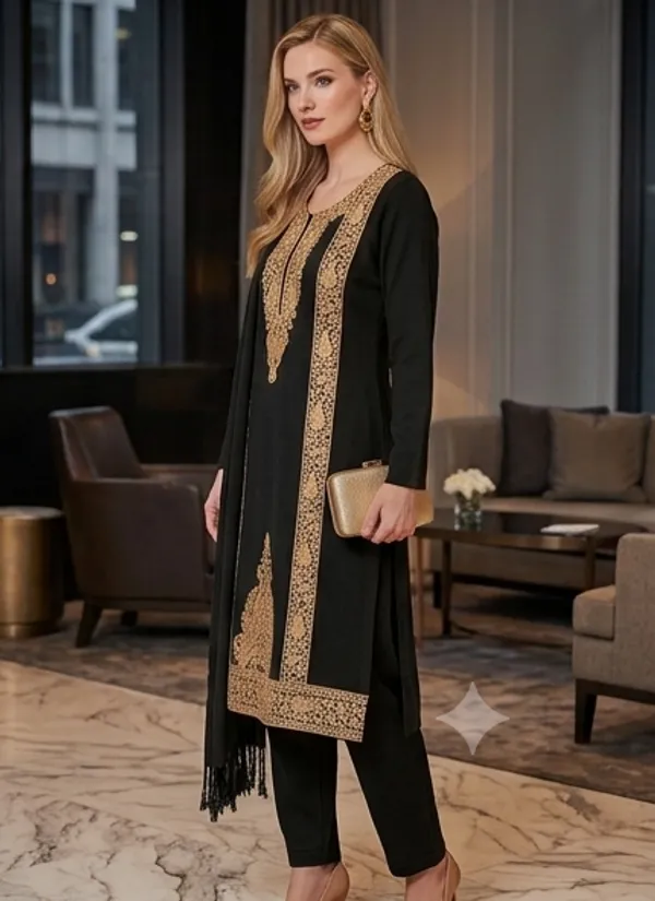 Black_Woolen_Unstitched_Dress_Material_For_Women