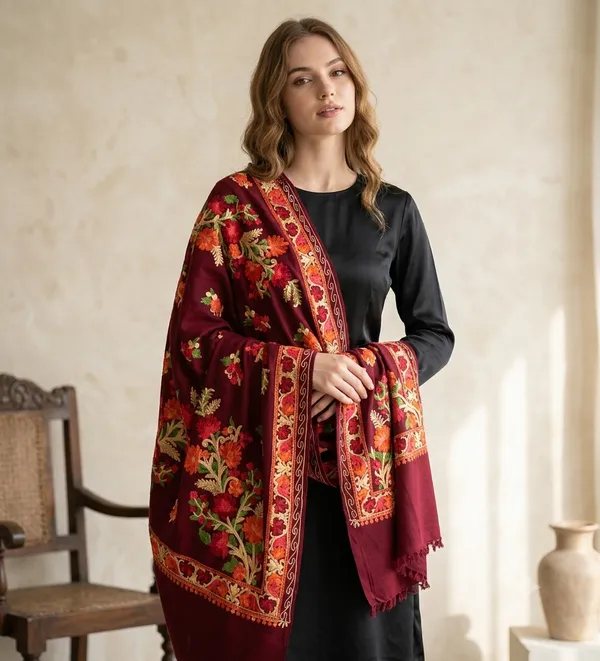 Maroon_Woolen_Shawl_For_Women