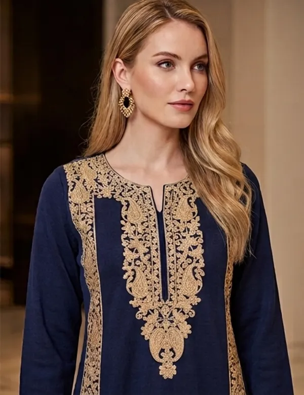 Navy_Blue_Woolen_Unstitched_Dress_Material_For_Women