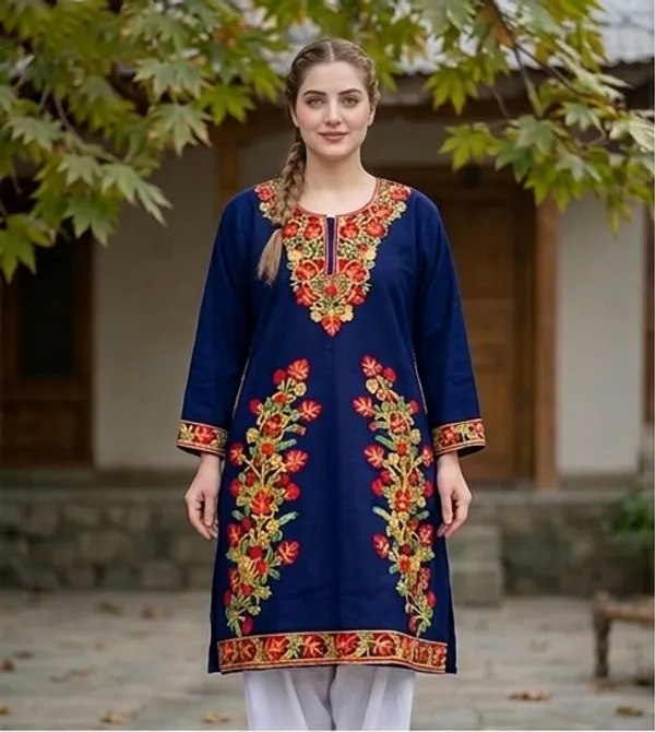 Navy_Blue_Woolen_Phiran_For_Women